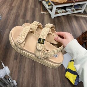 Steve Madden  Bigmona platform sandal in natural raffia